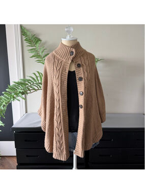 Merona Camel Cable Knit Cape Cardigan (S/M)